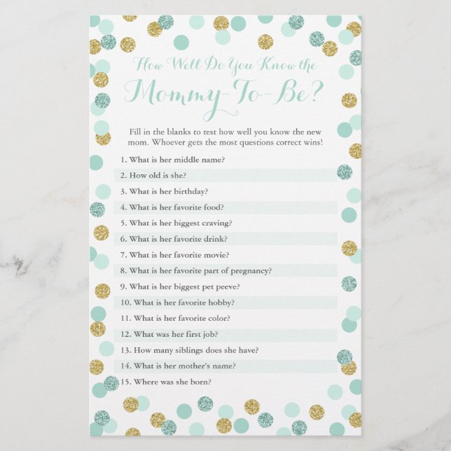 Mint e Dourado Como Você Conhece O Teste Da Mamãe (Frente)