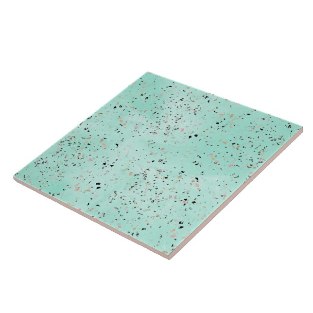 Mint e dourado marble terrazzo design Confetti (Lateral)