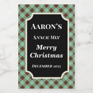 Mint Gingham Comida Kitchen Etiquetas para present