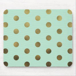 Mint Glam Faux Dourado Bolinhas Modern Mousepad