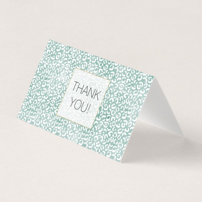 Mint Glam Leopard Impressão Obrigado (Frente)