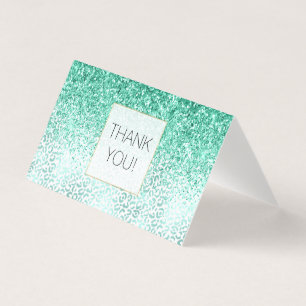 Mint Glitter Glam Leopard Impressão Obrigado