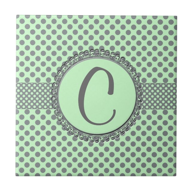 Mint Green com Bolinhas-Monograma de Cinzas (Frente)