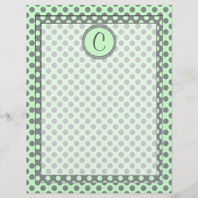 Mint Green com Bolinhas-Monograma de Cinzas (Frente)