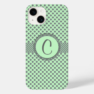 Mint Green com Bolinhas-Monograma de Cinzas