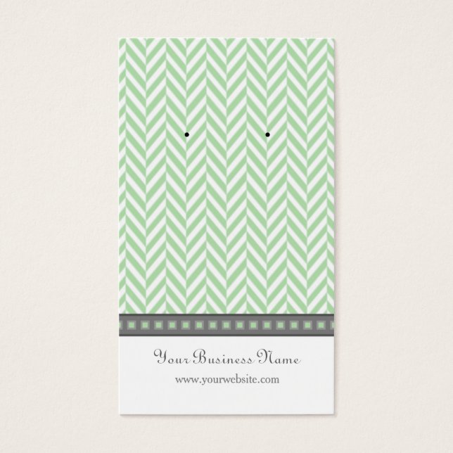 Mint Green e Cinza Herringbone Earrard Cards (Frente)
