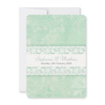 Mint Green e White Lace Convite para casamento
