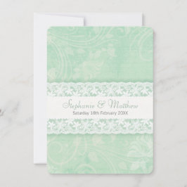 Mint Green e White Lace Convite para casamento