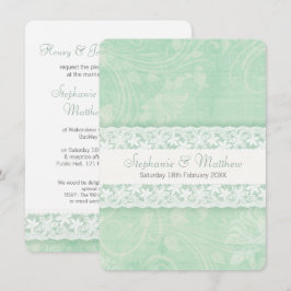 Mint Green e White Lace Convite para casamento