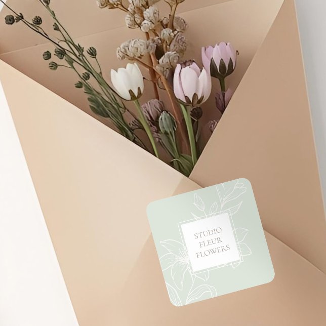 Mint Green | Etiqueta Floral Chic (Criador carregado)