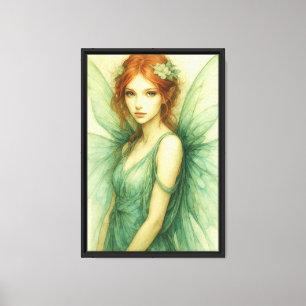 Mint Green Fairy Wall Art Canvas para Boho Decor