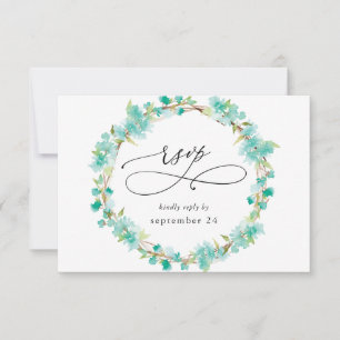 Mint Green Floral em White w Meal RSVP