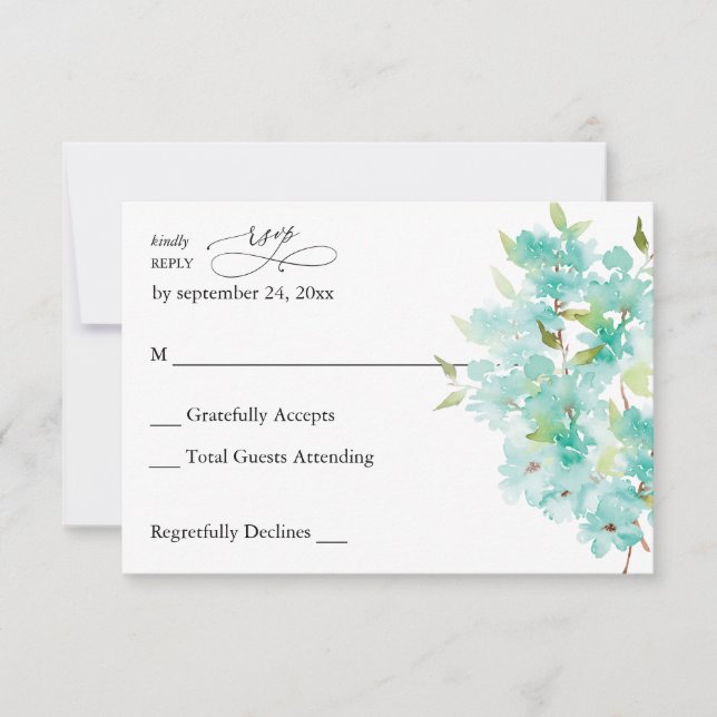 Mint Green Floral no Meal RSVP (Frente)