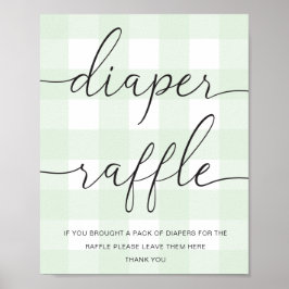 Mint Green Gingham Fralda Raffle Poster