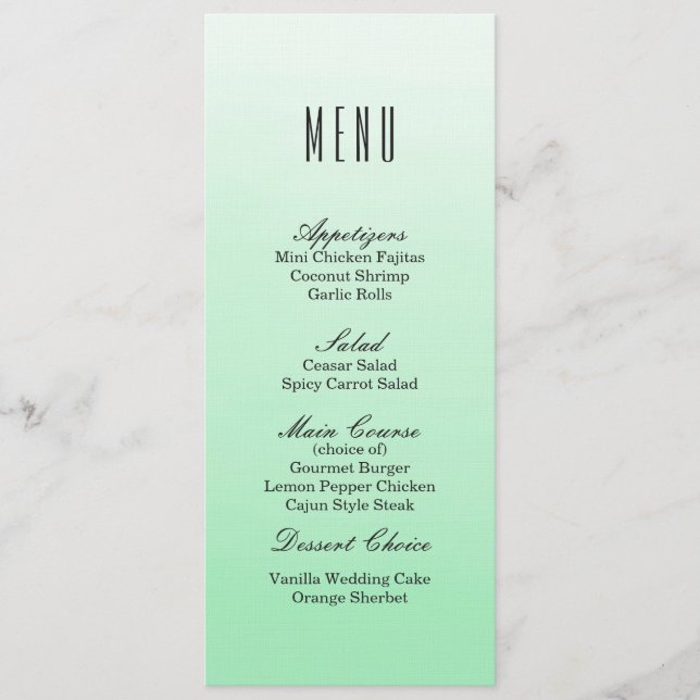 Mint Green Ombre | Menu Janto Casamento (Frente)