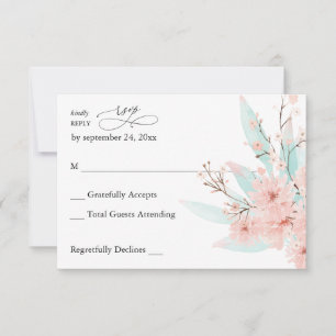 Mint Green & Pink Floral no Mealy RSVP 2