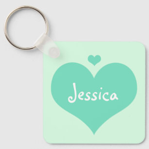 Mint Hearts Personalizado Girly Name Chaveiro