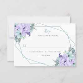 Mint Lavanda Watercolor Peonies RSVP Geométrico