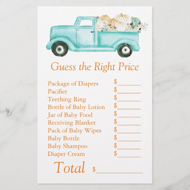 Mint Little Pumpkin Chá de fraldas Parece Preço Ce (Frente)