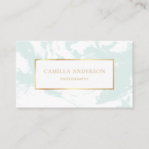 Mint Marble com Faux Gold Foil Cartão de visita