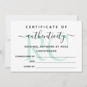 Mint Monograma Maior Certificado de Autenticidade
