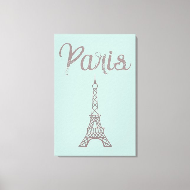 Mint Paris Eiffel Tower Canvas Wall Art (Frente)