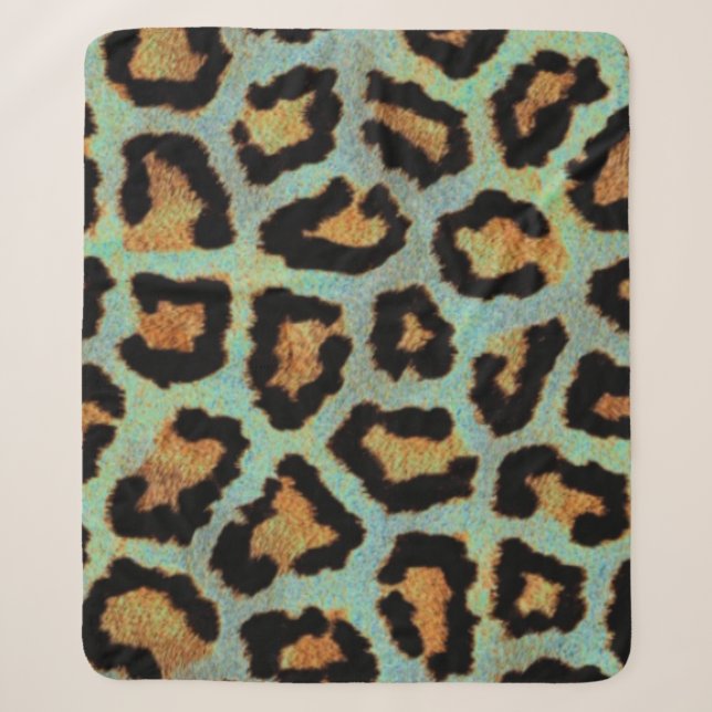 Mint Tessy me teal Leopard print sherpa cobertor (Frente)