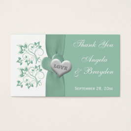 Mint, White Floral Hearts