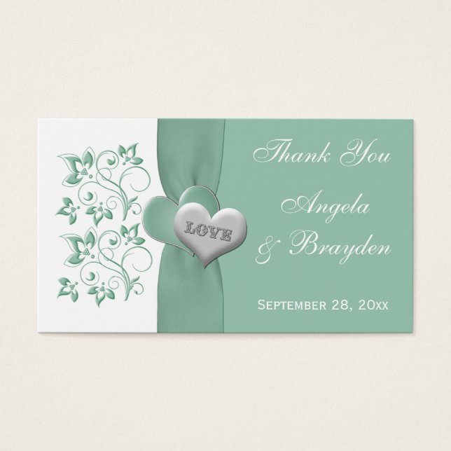 Mint, White Floral Hearts (Frente)