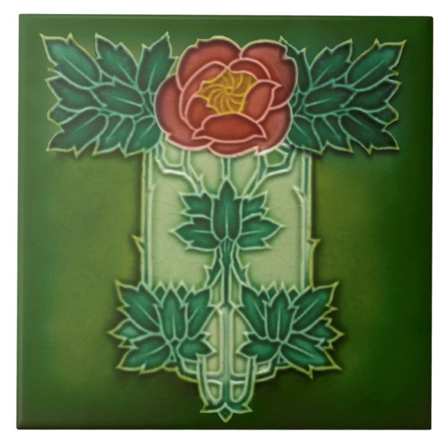 Minton Hollins Art Nouveau Deco Azulejo Floral Rep (Frente)