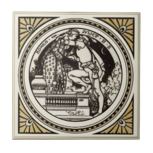 Minton Shakespeare Romeu e Julieta Azulejo 1870s R
