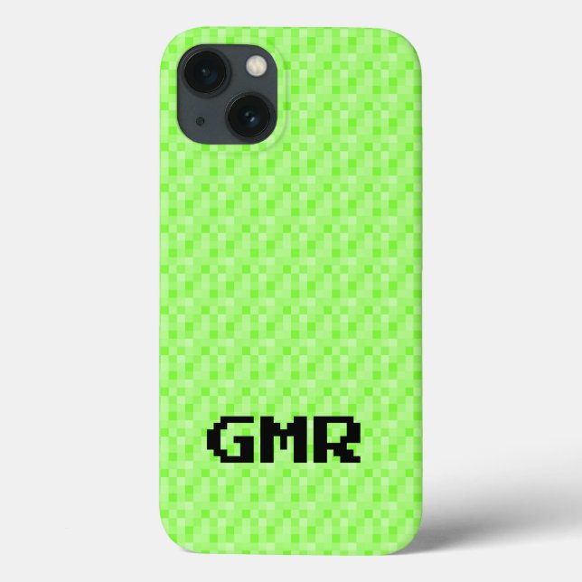 Minúscula padrão de pixel verde neon iPhone 13 Cas (Verso)