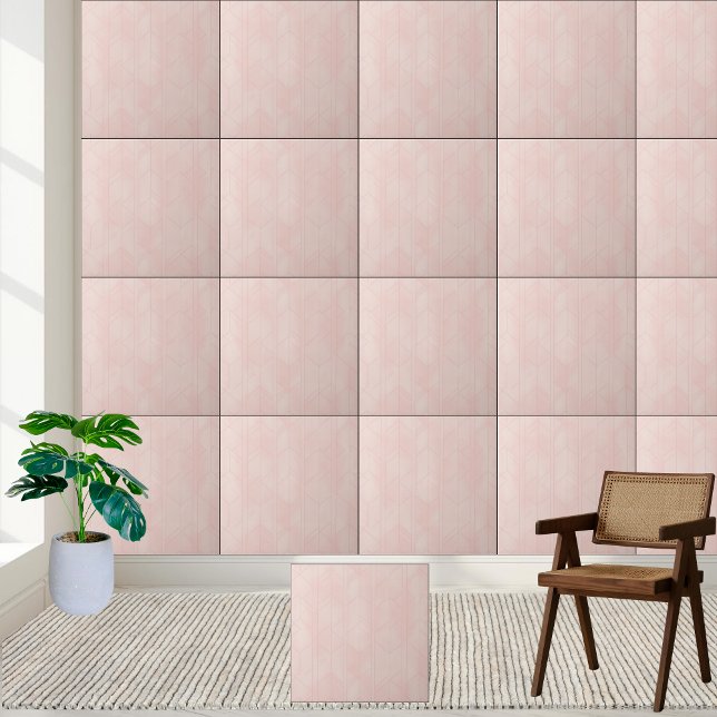 Minúsculo moderno - Esmagador - Escorregado - Geom (Modern Minimalist Blush Pink Geometric Ceramic Tile)
