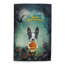 Mirabelle, o boston terrier Happy Halloween Flag