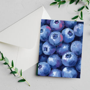 Mirtilos   Cartão de Frutas Pintadas à Aguarela