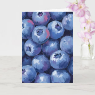 Mirtilos   Cartão de Frutas Pintado à Aguarela