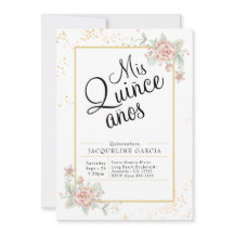 Mis Quince Anos Pink Quinceañera Convite Floral