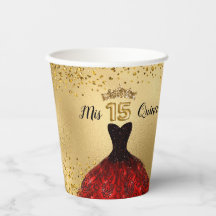 Mis Quince Dourado Glitter Burgundy Dress Quincean