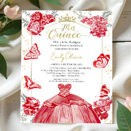 Mis quince Orçamento Convite Espanhol Red Floral