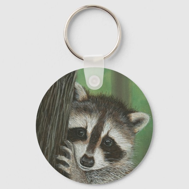MisHead Raccoon em uma chaveiro de árvore (Frente)