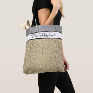 Miss América EUA Pageant Faux Glitter Tote Bag