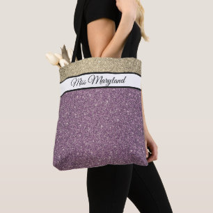 Miss América EUA Pageant Faux Glitter Tote Bag