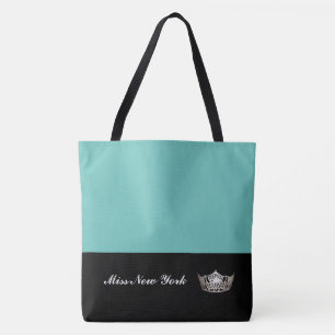 Miss América Silver Crown Tote Bag-Large Aqua