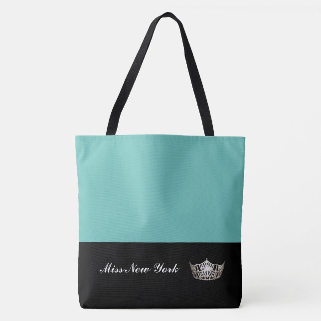 Miss América Silver Crown Tote Bag-Large Aqua (Frente)