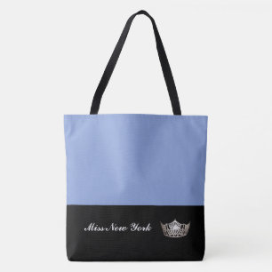 Miss América Silver Crown Tote Bag-Large Blue