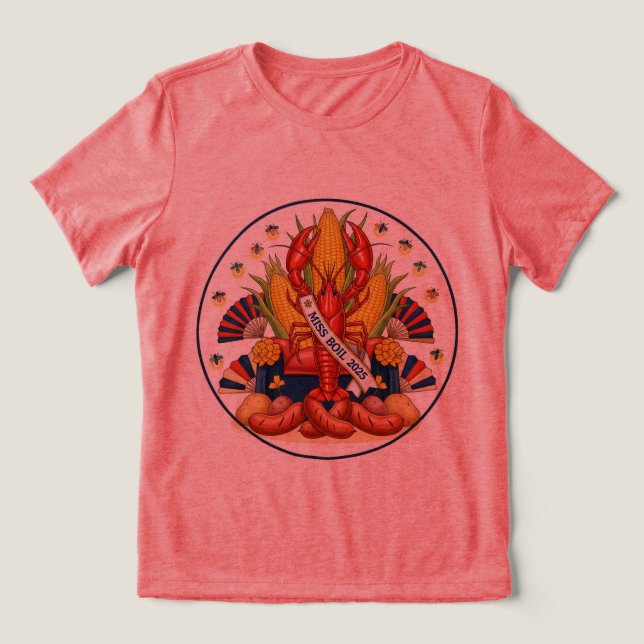 Miss Boil 2025 Crawfish Rainha Tee 👑 🌶️ (Design frontal)