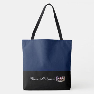 Miss Estado EUA Silver Crown Tote Bag-Large Marinh