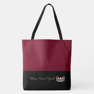 Miss EUA Dourada Crown Tote Bag-LRGE Crimson
