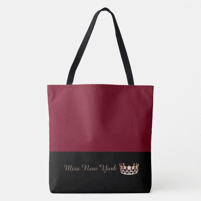 Miss EUA Dourada Crown Tote Bag-LRGE Crimson (Frente)