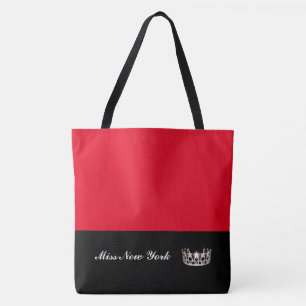 Miss EUA Estado Silver Crown Tote Bag-Large Red